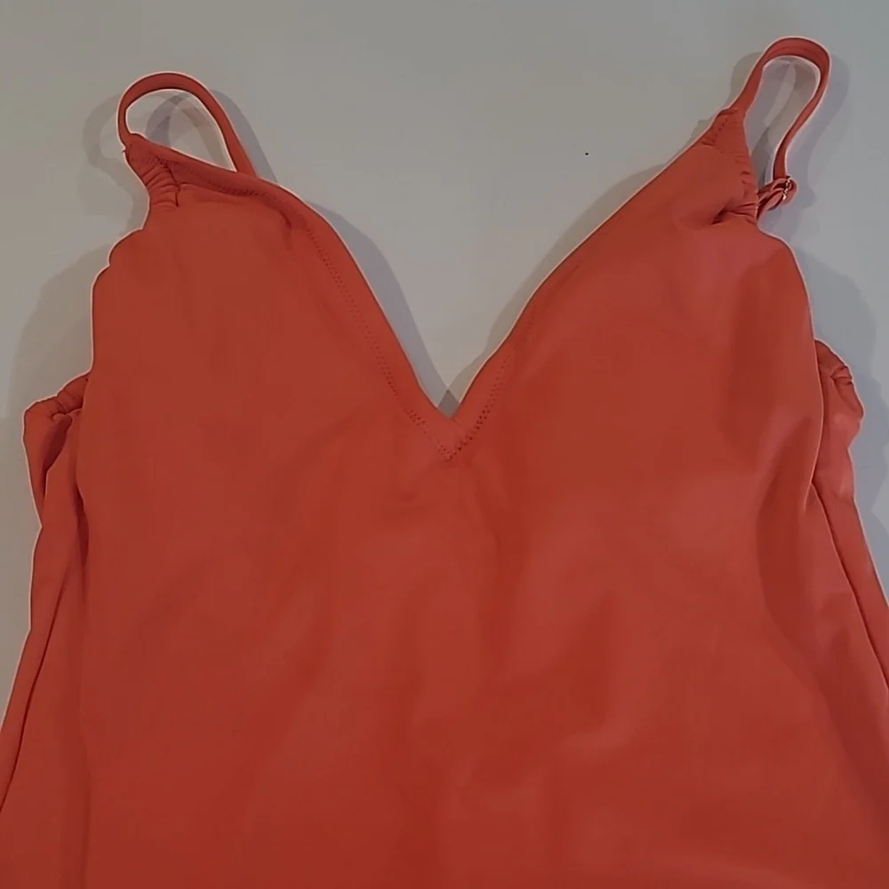 EUC KONA SOL Bright Orange 1 Piece Plunge Adjustable Strap Bathing Suit - Picture 3 of 12